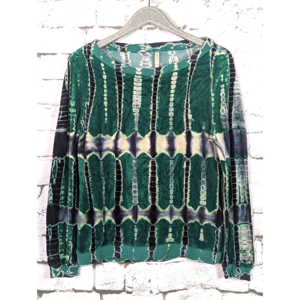 XCVI Psychedelic Tie-Dye Velour Pullover Hippie Boho Goblin Comfy Lounge Medium